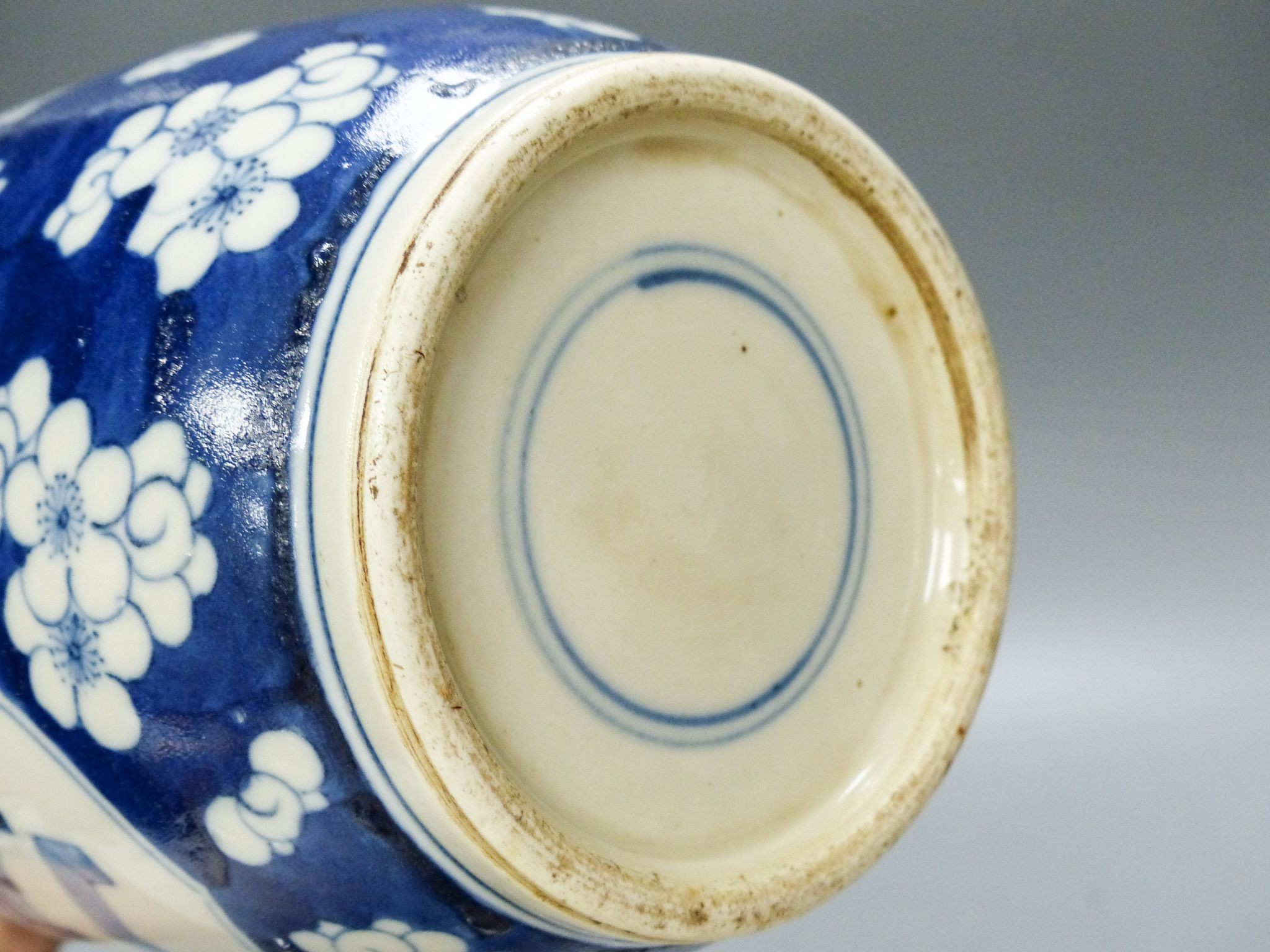 A Chinese blue and white ‘prunus’ rouleau vase, 35cm